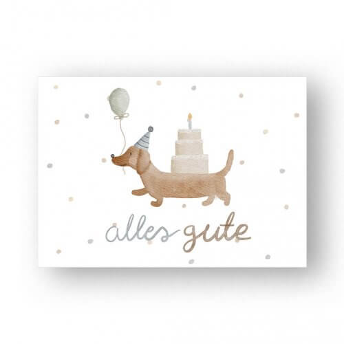 Postkarte Geburtstag Dackel A6 - print
