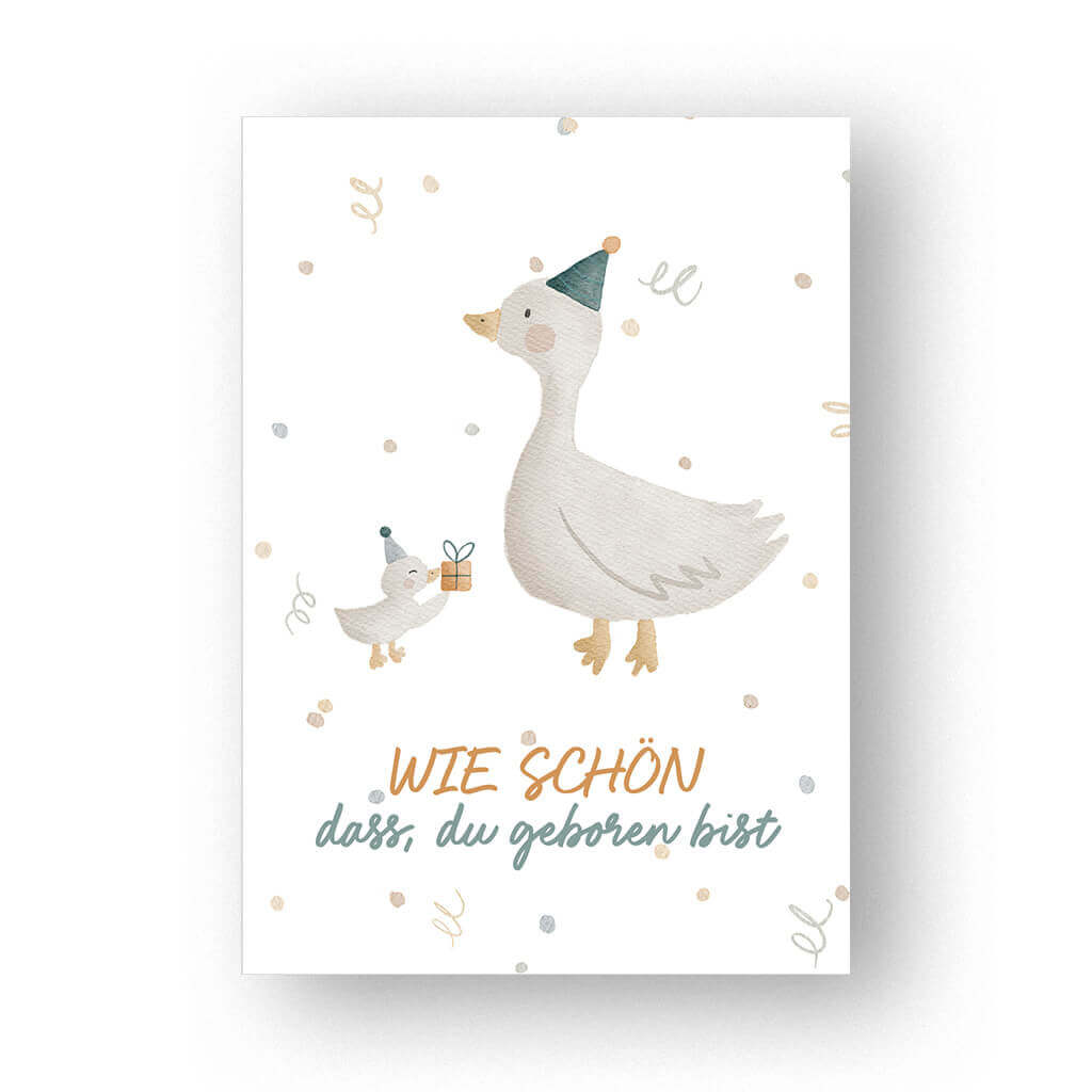 Postkarte Geburtstag Gans A6 - print
