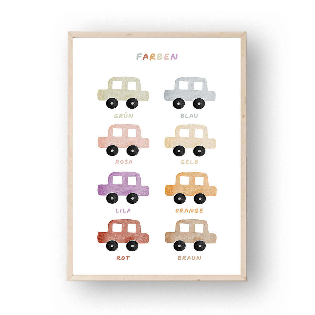 Poster Farben lernen Auto A4 – print