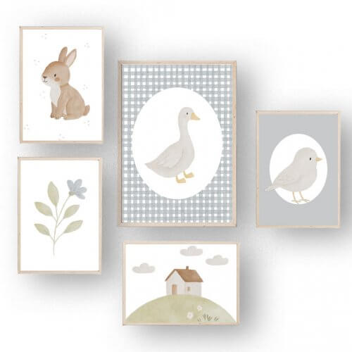 Posterset Landhaus blau A5 & A4 – print