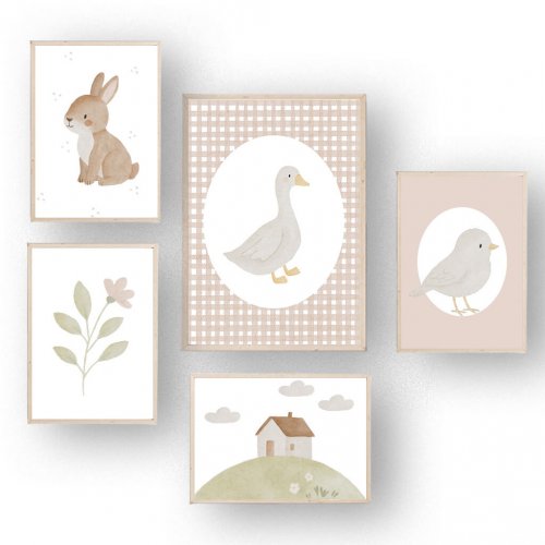 Posterset Landhaus rosa A5 & A4 – print