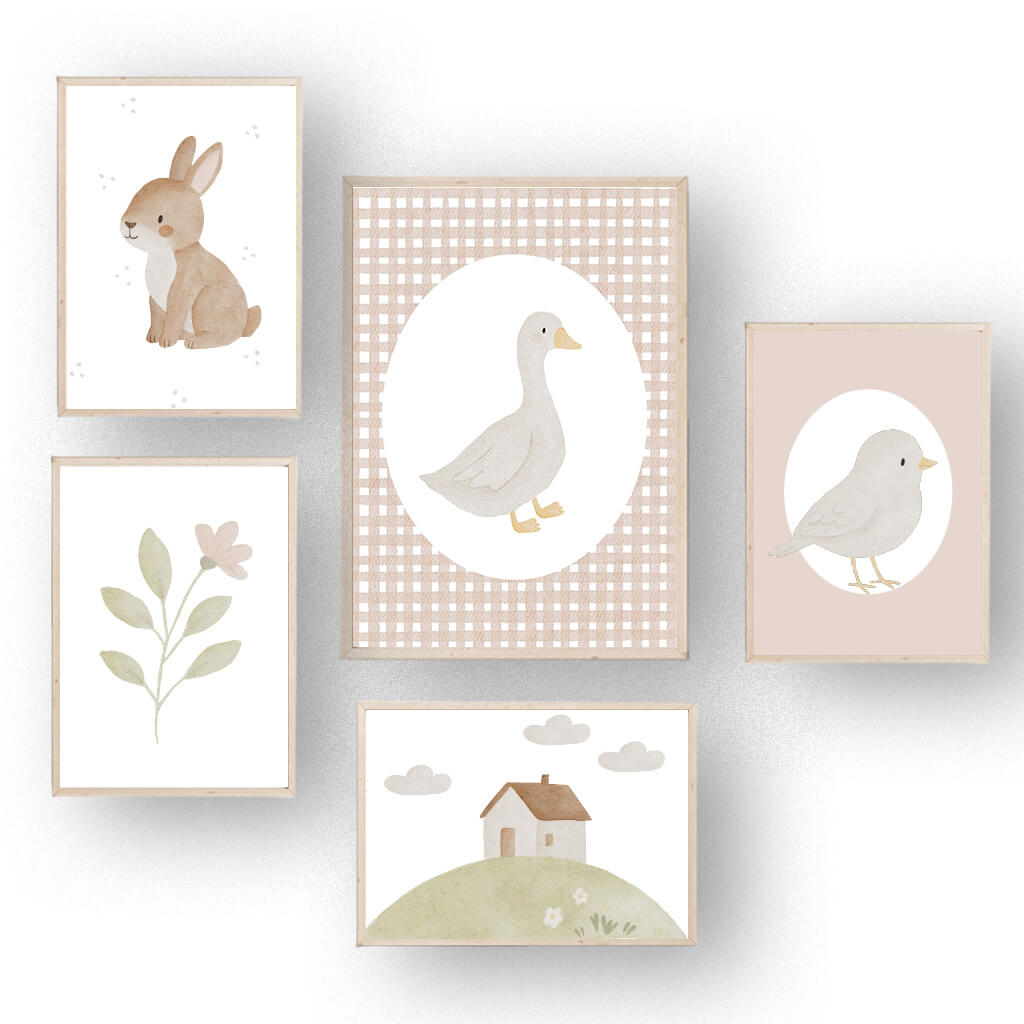 Posterset Landhaus rosa A5 & A4 – print