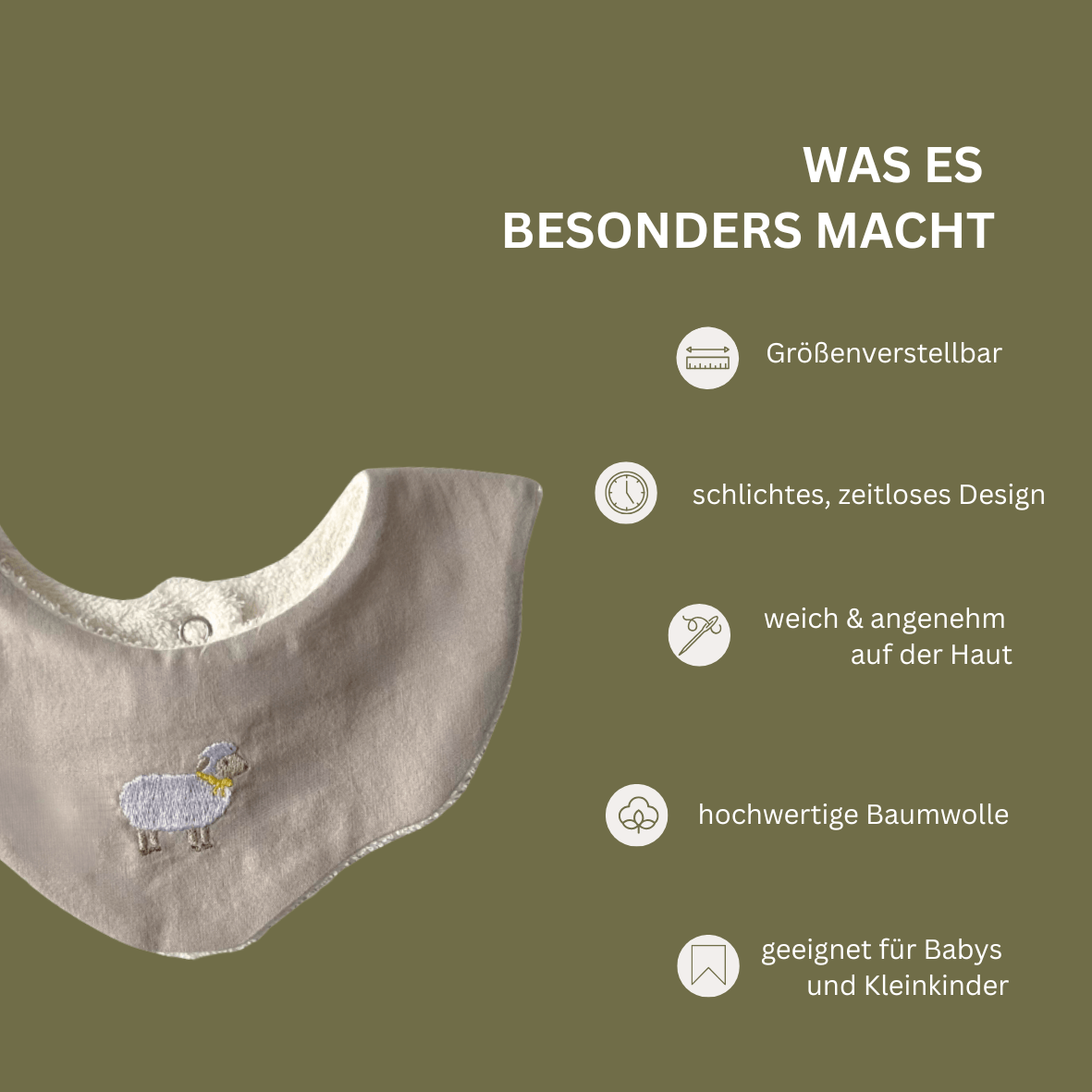 Babybib Schaf bestickt – Lätzchen – Bild 3