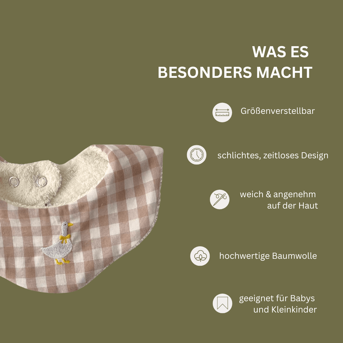 Babybib Gans Karo bestickt – Lätzchen – Bild 4