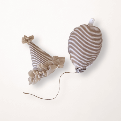 Kleine Freude Set Streifen - Party Hut & Ballon