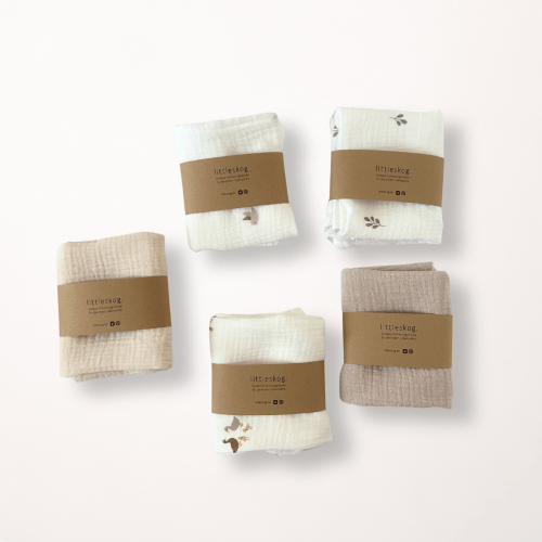 Musselin Tuch Spucktuch Set – 5 Stück