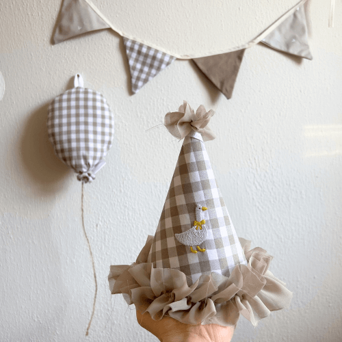 Großes Geburtstagsset Karo Stick - Hut & Wimpelkette & Ballon