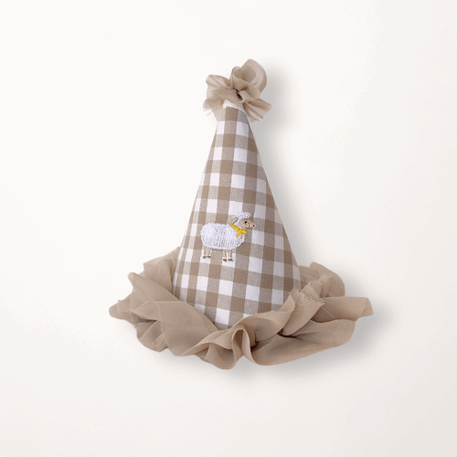 Partyhut Karo Schaf Stick - Stoff-Geburtstagshut